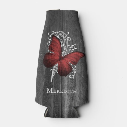 Red Rustic Butterfly - Aangepaste flessenkoeler Flesjeskoeler (Voorkant)