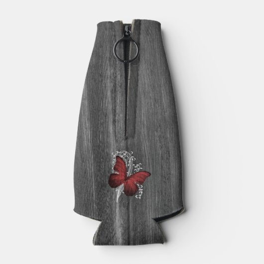 Red Rustic Butterfly - Aangepaste flessenkoeler Flesjeskoeler (Achterkant)