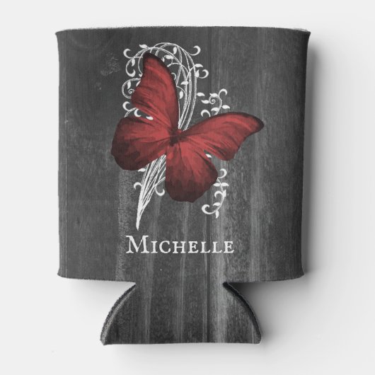 Red Rustic Butterfly - Aangepaste Koelbox Blikjeskoeler (Voorkant)