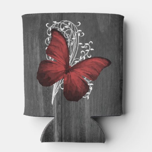 Red Rustic Butterfly - Aangepaste Koelbox Blikjeskoeler (Achterkant)