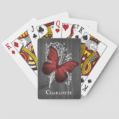 Red Rustic Butterfly-kaarten voor persoonlijk afsp Pokerkaarten (Achterkant)