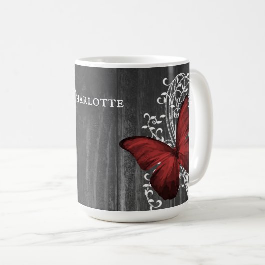 Red Rustic Butterfly - Mok op maat van koffie (Voorkant rechts)
