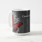 Red Rustic Butterfly - Mok op maat van koffie (Voorkant links)