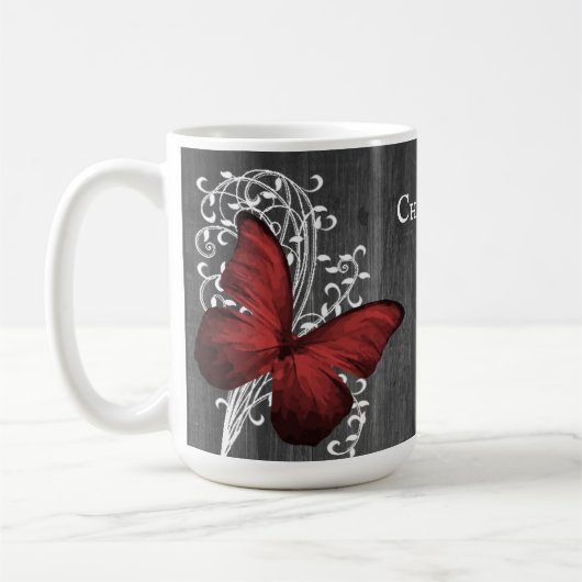Red Rustic Butterfly - Mok op maat van koffie (Links)