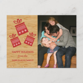 Red Rustic Cadeaus Holiday Foto Briefkaart