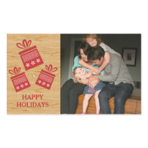 Red Rustic Cadeaus Holiday Foto Stickers