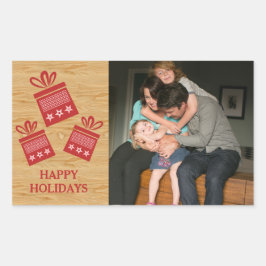 Red Rustic Cadeaus Holiday Foto Stickers