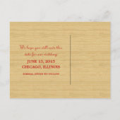Red Rustic Chevron Save the Date Briefkaart (Achterkant)