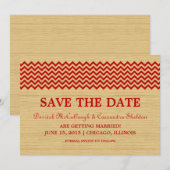 Red Rustic Chevron Save the Date Invite Kaart (Voorkant / Achterkant)