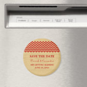 Red Rustic Chevron Save the Date Magnet (Insitu (Vaatwasser))