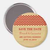Red Rustic Chevron Save the Date Magnet (Voorkant / Achterkant)