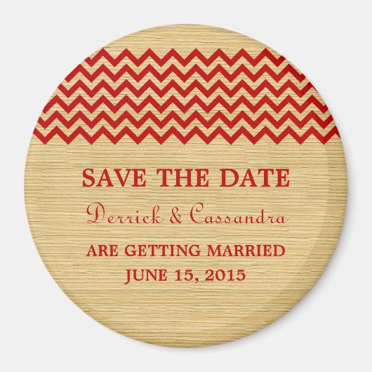 Red Rustic Chevron Save the Date Magnet (Voorkant)