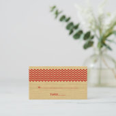 Red Rustic Chevron Wedding Place Card Plaatskaartje (Staand voorkant)