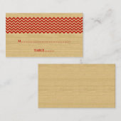 Red Rustic Chevron Wedding Place Card Plaatskaartje (Voorkant / Achterkant)