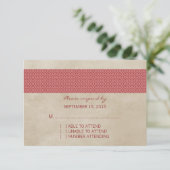 Red Rustic Damask RSVP-kaart RSVP Kaartje (Staand voorkant)