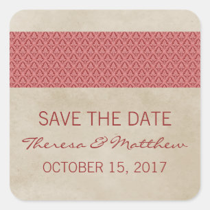 Red Rustic Damask sparen de Stickers van de Datum