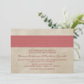 Red Rustic Damask Wedding Invite Kaart (Staand voorkant)