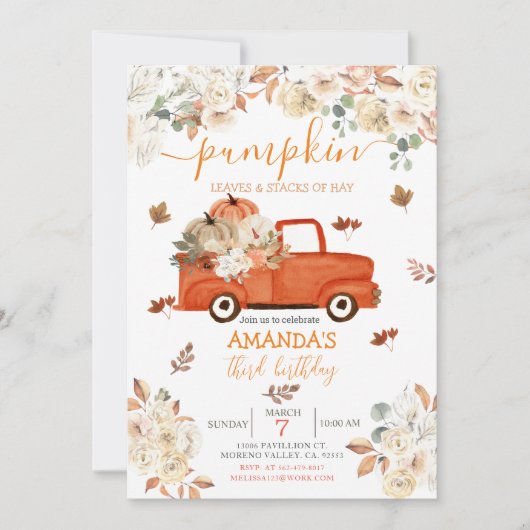 Red Rustic derde verjaardag Uitnodiging (Voorkant)