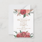 Red Rustic Elegant Floral Wedding Invitation Notitiekaartje (Voorkant)
