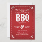 Red Rustic Engagement Party BBQ Kaart (Voorkant)