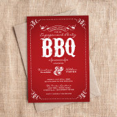 Red Rustic Engagement Party BBQ Kaart