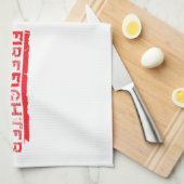 Red Rustic Firefighter Fireman Manly Cool Theedoek (Quarter Fold)