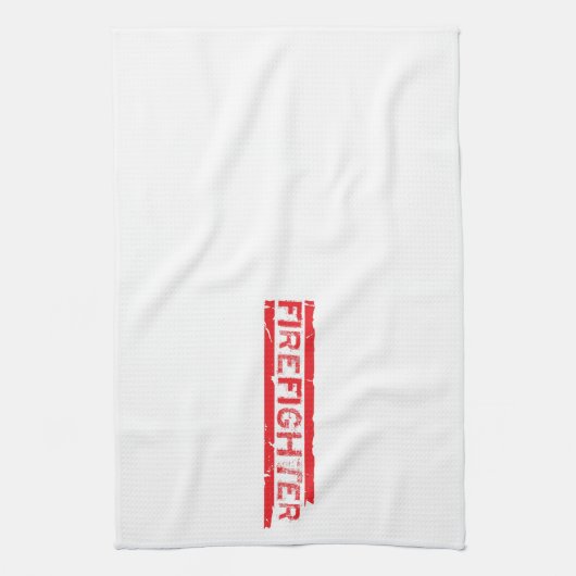 Red Rustic Firefighter Fireman Manly Cool Theedoek (Verticaal)