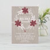 Red Rustic Floral Holiday Kaart (Staand voorkant)