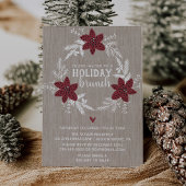 Red Rustic Floral Holiday Kaart
