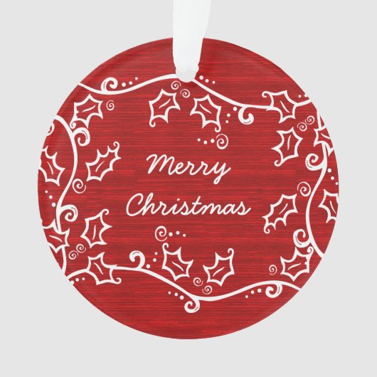 Red Rustic Holly AcrylOrnament Ornament (voorkant)