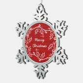 Red Rustic Holly Snowflake Ornament (Rechts)