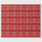 Red Rustic Holly Wrapping Paper Cadeaupapier (Vlak)