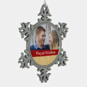 Red Rustic kerstfoto Ornament (Links)