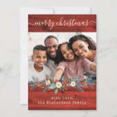 Red Rustic kerstgroen | Foto en script Feestdagenkaart (Voorkant)