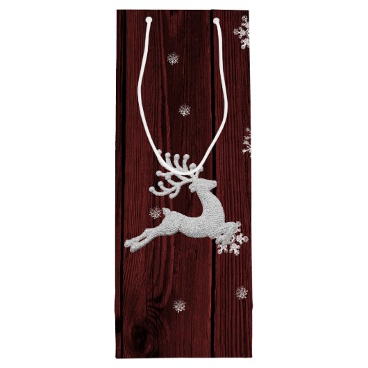 Red Rustic kerstrenrennen Wine Gift Bag Wijn Cadeautas (Achterkant)