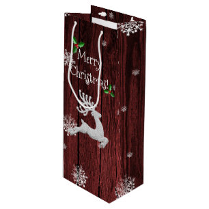 Red Rustic kerstrenrennen Wine Gift Bag Wijn Cadeautas