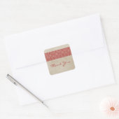 Red Rustic Lace Dank je Stickers (Envelop)