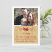 Red Rustic Leaves Thanksgiving Photo Flat Kaart (Staand voorkant)
