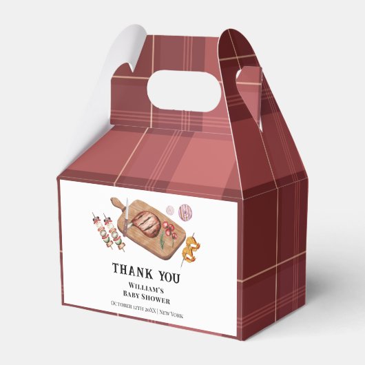 Red Rustic Plaid Country Baby Q Baby shower Bedankdoosjes (Voorkant Zijde)
