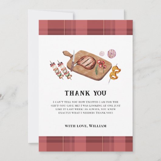 Red Rustic Plaid Country Baby Q Baby shower Bedankkaart (Voorkant)