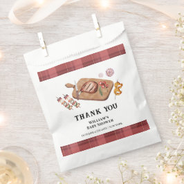 Red Rustic Plaid Country Baby Q Baby shower Bedankzakje