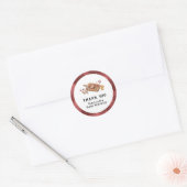 Red Rustic Plaid Country Baby Q Baby shower Ronde Sticker (Envelop)