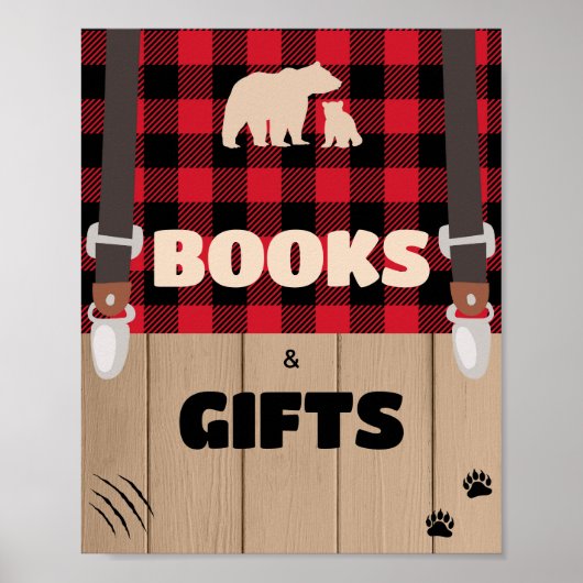 Red Rustic Plaid Lumberjack Boeken en geschenken Poster (Voorkant)