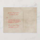 Red Rustic Quatrefoil RSVP Briefkaart (Achterkant)