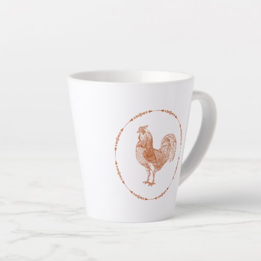 Red Rustic Rooster Latte Mok (Rechterhoek)