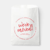 Red Rustic Script We've Moved New Address Bedankzakje (Voorkant)