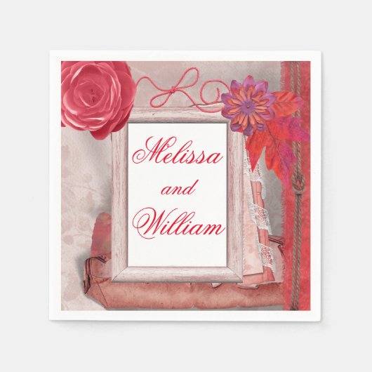 Red  Rustic Servetten (Voorkant)