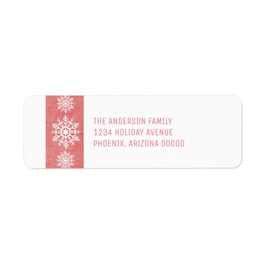 Red Rustic Snowflake Holiday Etiket (Voorkant)