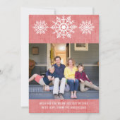 Red Rustic Snowflake Holiday Foto Feestdagenkaart (Voorkant)