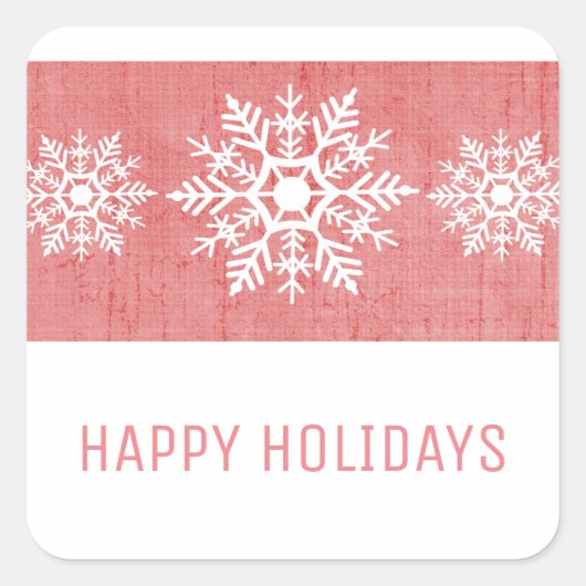 Red Rustic Snowflake Holiday Vierkante Sticker (Voorkant)